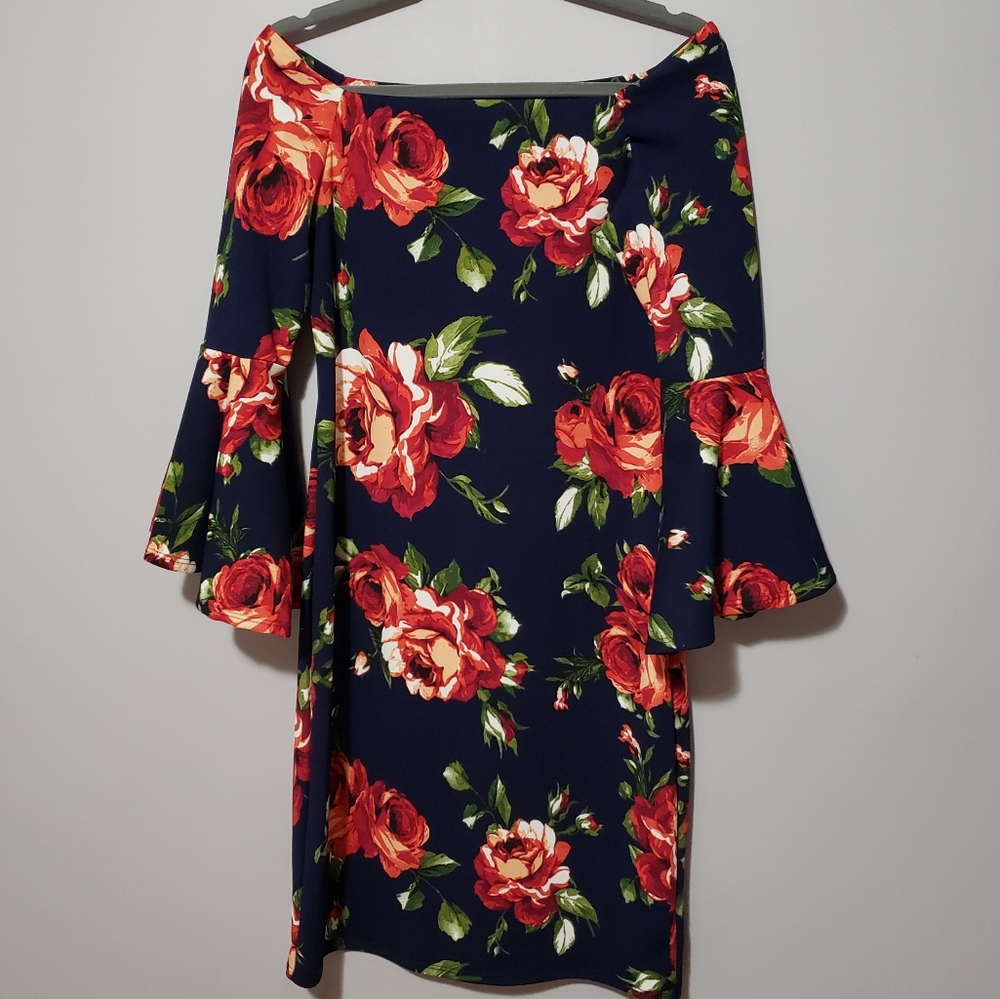 Dark Blue w Roses Dress